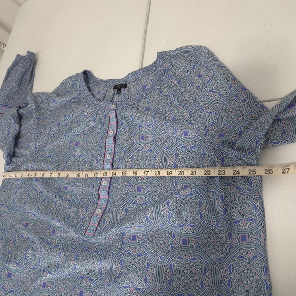Talbots Women's Medallion Print Cotton Popover Top - Picture 8 of 9